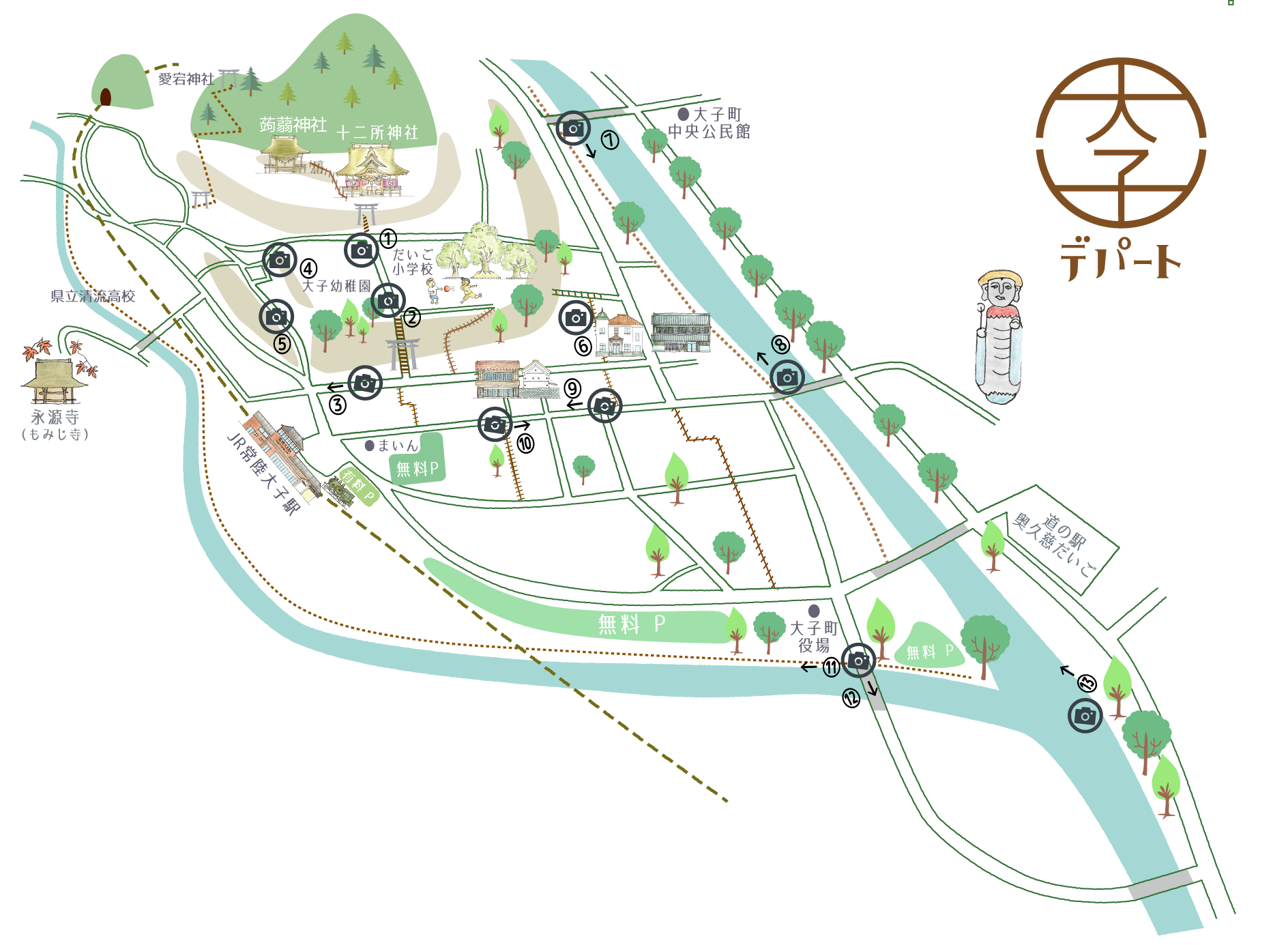 茨城県大子町、昭和レトロでノスタルジック商店街「大子デパート」見えるマップ